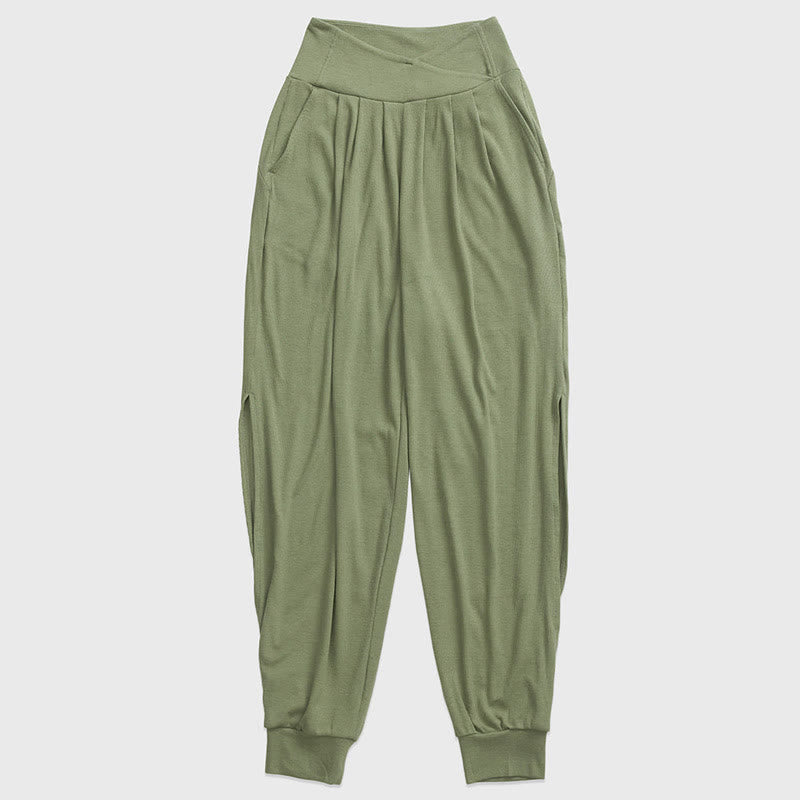 Foviel Casual Plain Gewindeschliff Saum Damen Spandex Hose mit Taschen