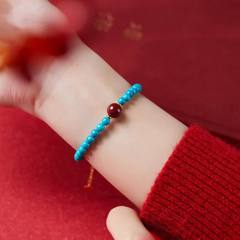 Foviel 925 Sterling Silber Türkis Zinnober Reinigung Armband