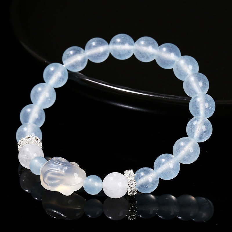 Foviel Blau Chalcedon Weiß Achat Kaninchen Emotional Balance Armband