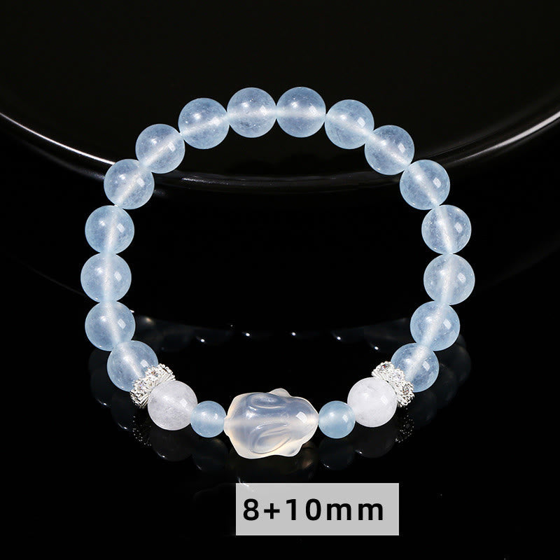 Foviel Blau Chalcedon Weiß Achat Kaninchen Emotional Balance Armband