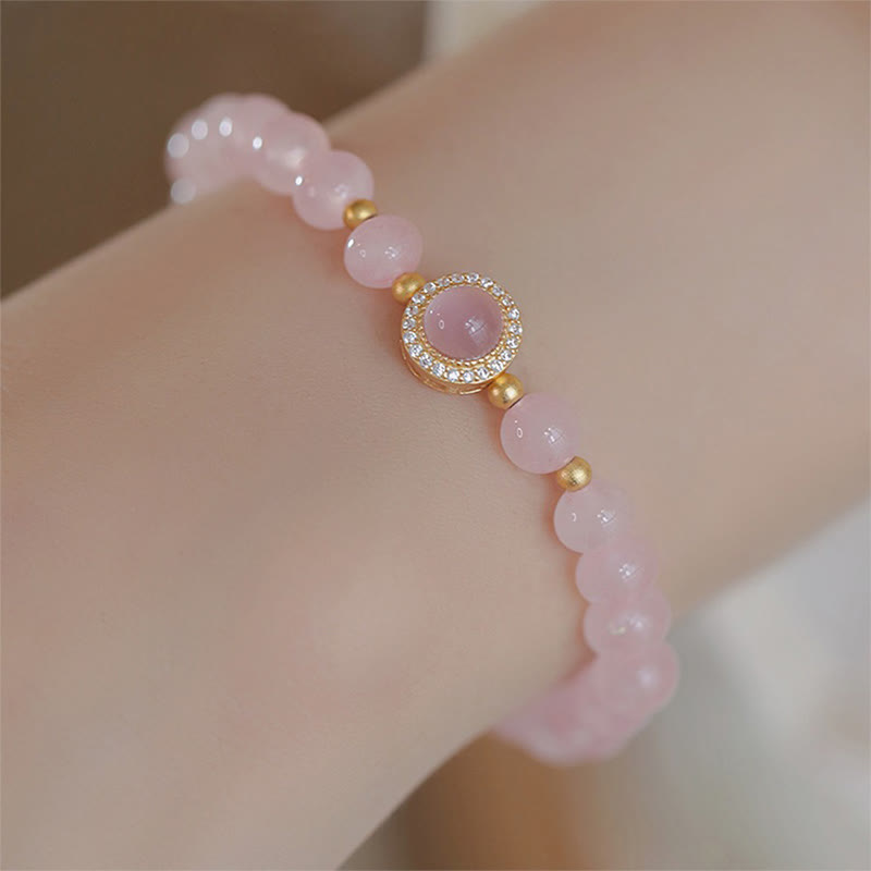 Bracelet Foviel perle cristal rose chaleur