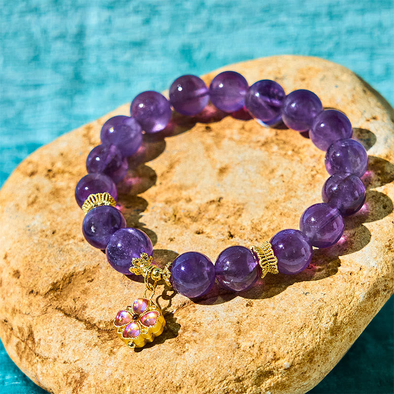 Foviel Natürliche Amethyst Vier Blatt-Kleider Charm Kommunikations-Armband