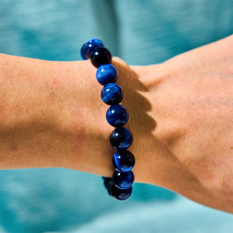 Bracelet de protection en œil de tigre bleu Foviel