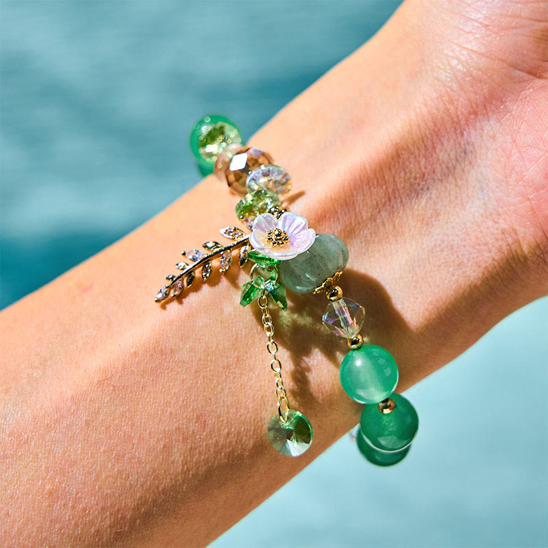 Foviel Blau Kristall Amethyst Sun Stone grüner Aventurin spirituell Armband