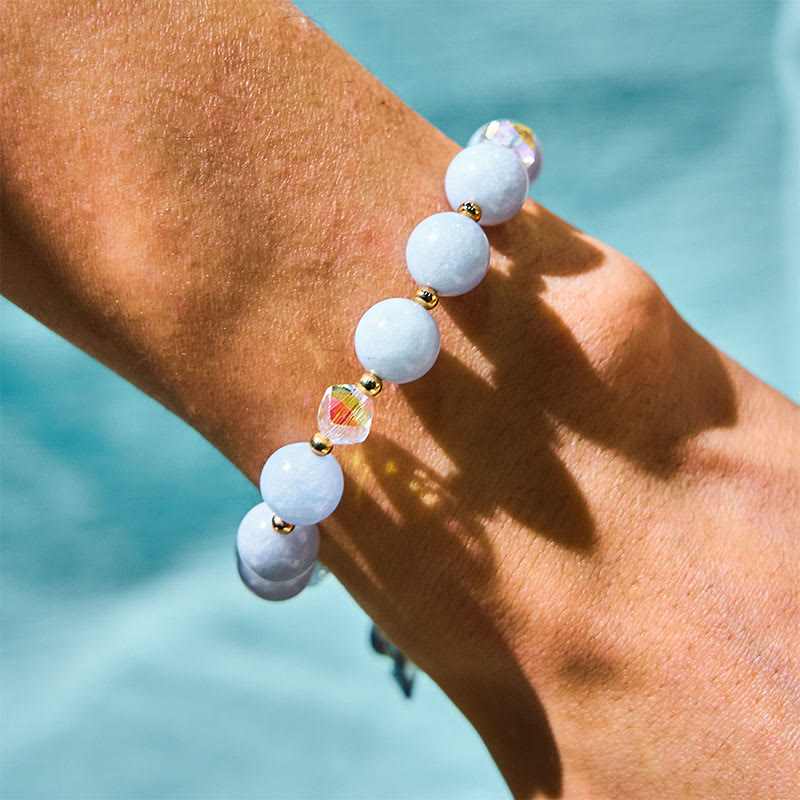 Foviel Blau Kristall Amethyst Sun Stone grüner Aventurin spirituell Armband