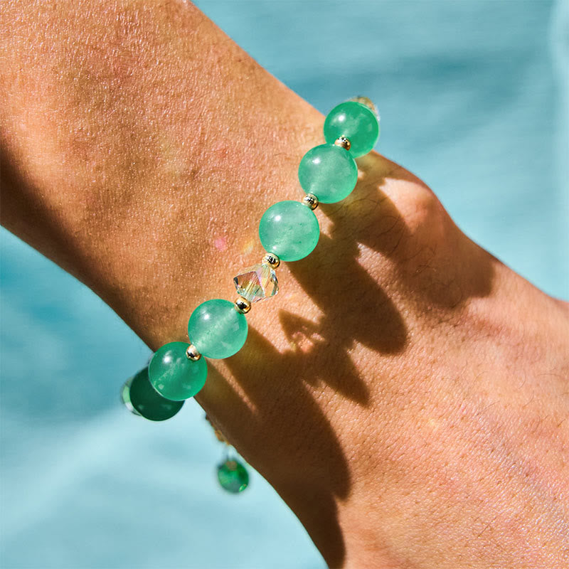 Foviel Blau Kristall Amethyst Sun Stone grüner Aventurin spirituell Armband