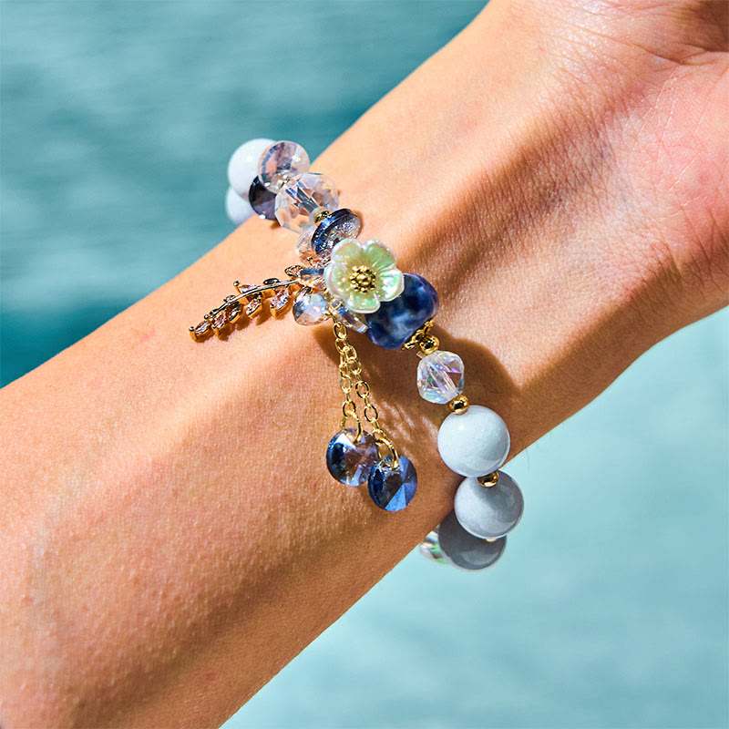 Foviel Blau Kristall Amethyst Sun Stone grüner Aventurin spirituell Armband
