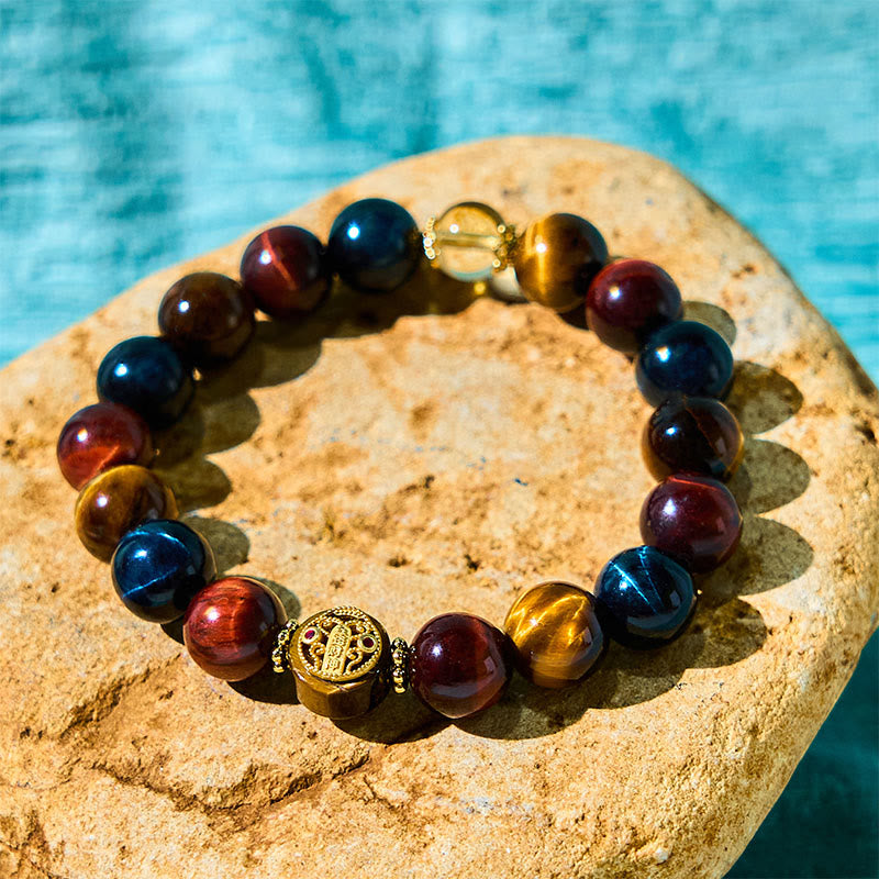 Foviel Tiger Augenstein Perlen Schutz Mut Armband