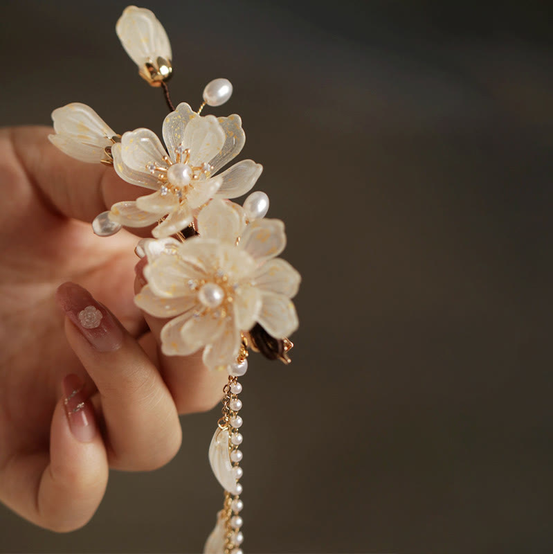 Foviel Classical Magnolia Tassel Side Hair Clip
