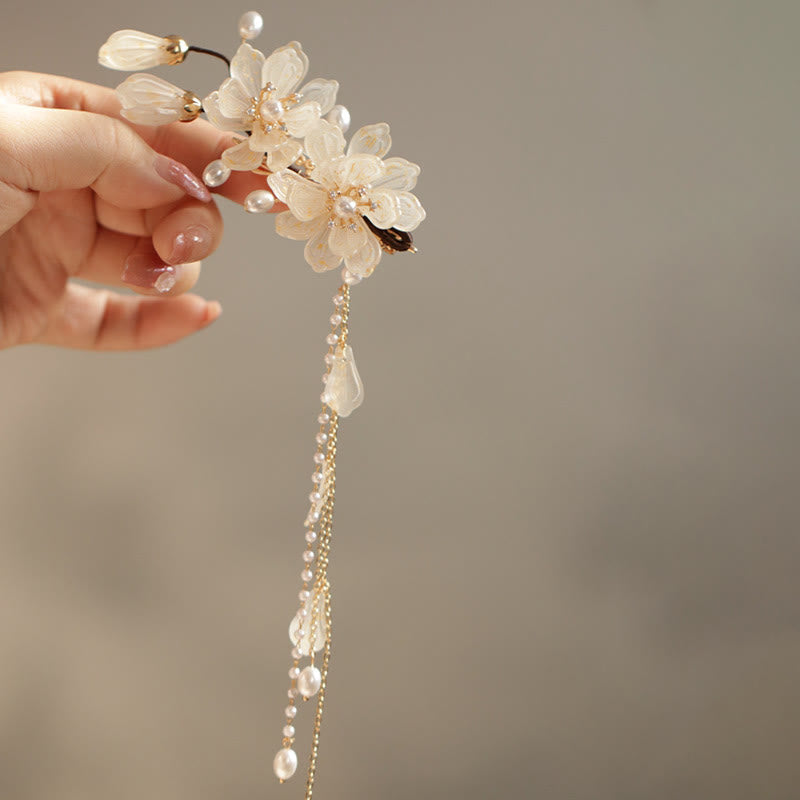Foviel Classical Magnolia Tassel Side Hair Clip