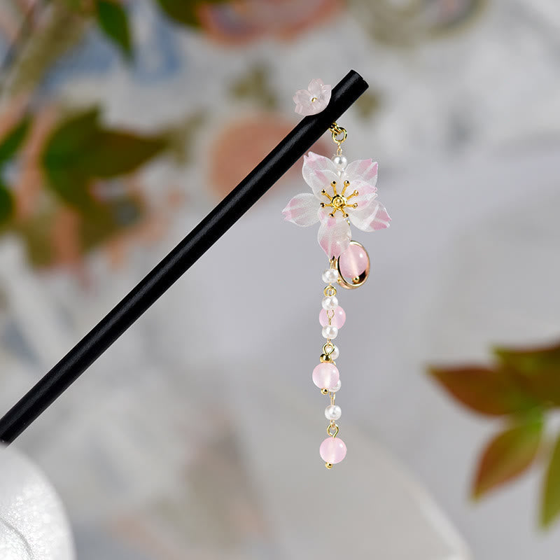 Épingle à cheveux en bois à pampille fleur de poirier, style artistique Foviel