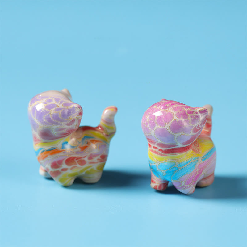 Buddha Stones Lacquer Craft Cute Cat Ebony Blessing Desk Decoration - image 2