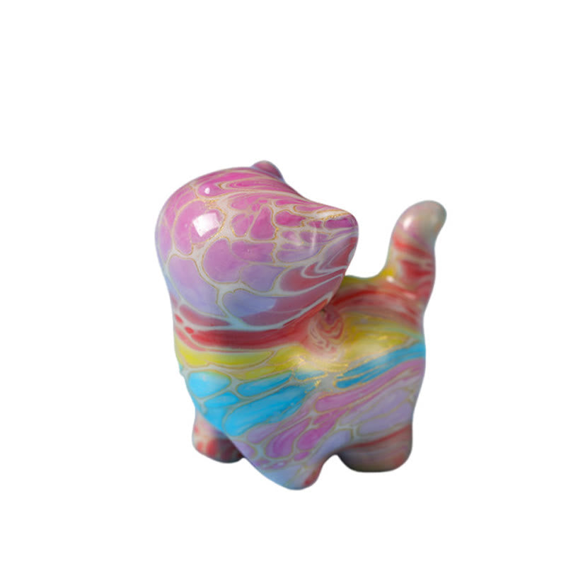 Buddha Stones Lacquer Craft Cute Cat Ebony Blessing Desk Decoration - image 3