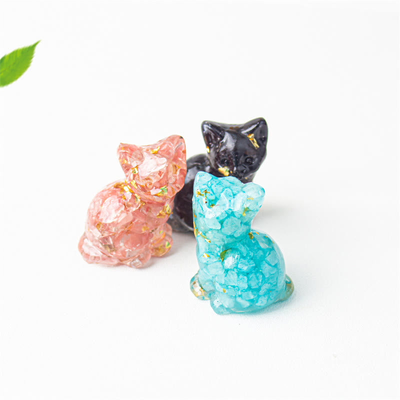 Buddha Stones Sitting Cat Resin Gravel Pink Crystal Citrine White Crystal Lapis Lazuli Soothing Desktop Decoration - image 49