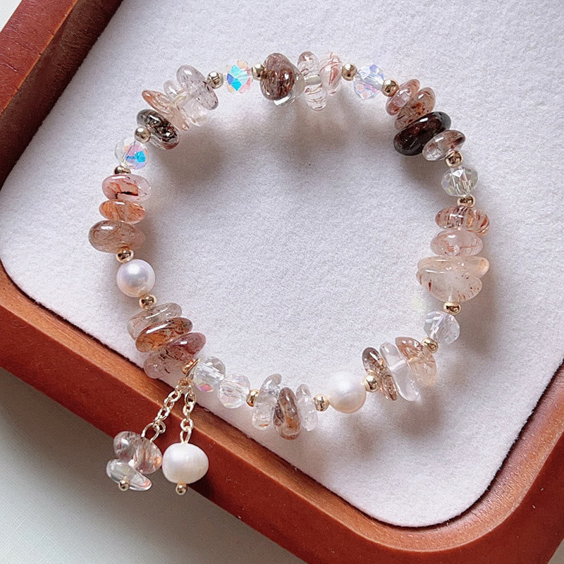 Foviel Natural Super Seven Crystal Irregular Small Pieces Positive Bracelet