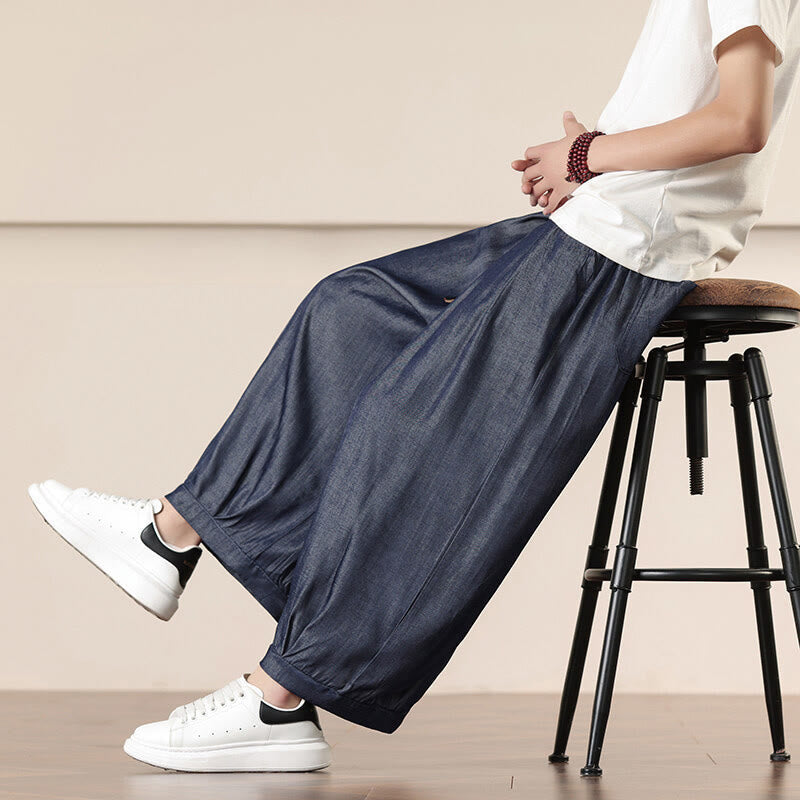 Buddha Stones Spring Solid Color Drawstring Men's Wide Leg Pants With Pockets - Navy - US/UK/AU46,EU56 (5XL) - image 32