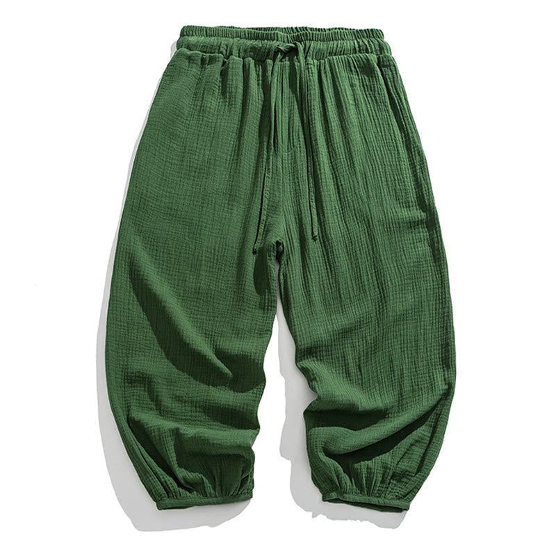 Buddha Stones Soft Solid Color Drawstring Cotton Men's Pants With Pockets - ForestGreen - US/UK/AU46,EU56 (5XL) - image 31