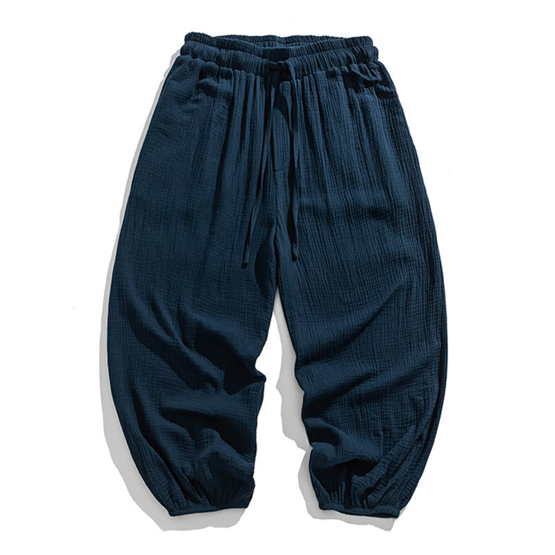 Buddha Stones Soft Solid Color Drawstring Cotton Men's Pants With Pockets - Navy - US/UK/AU46,EU56 (5XL) - image 23