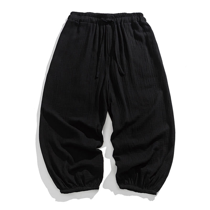 Buddha Stones Soft Solid Color Drawstring Cotton Men's Pants With Pockets - Black - US/UK/AU46,EU56 (5XL) - image 13