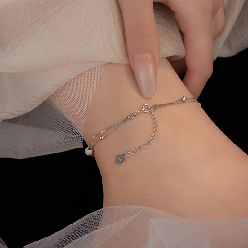 Foviel 925 Sterling Silber Ginkgo Blatt doppelter Schichtschutz Anklet