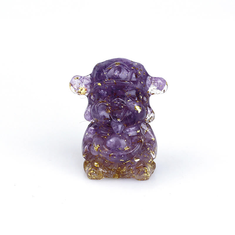 Foviel God of Wealth Amethyst Crystal Resin Energy Fortune Home Decoration