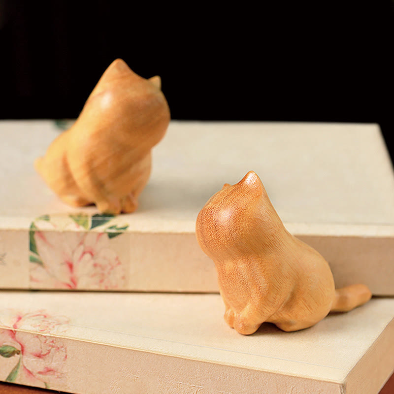 Décoration d'intérieur Foviel Petit Chat en Bois de Santal (Modèle aléatoire)