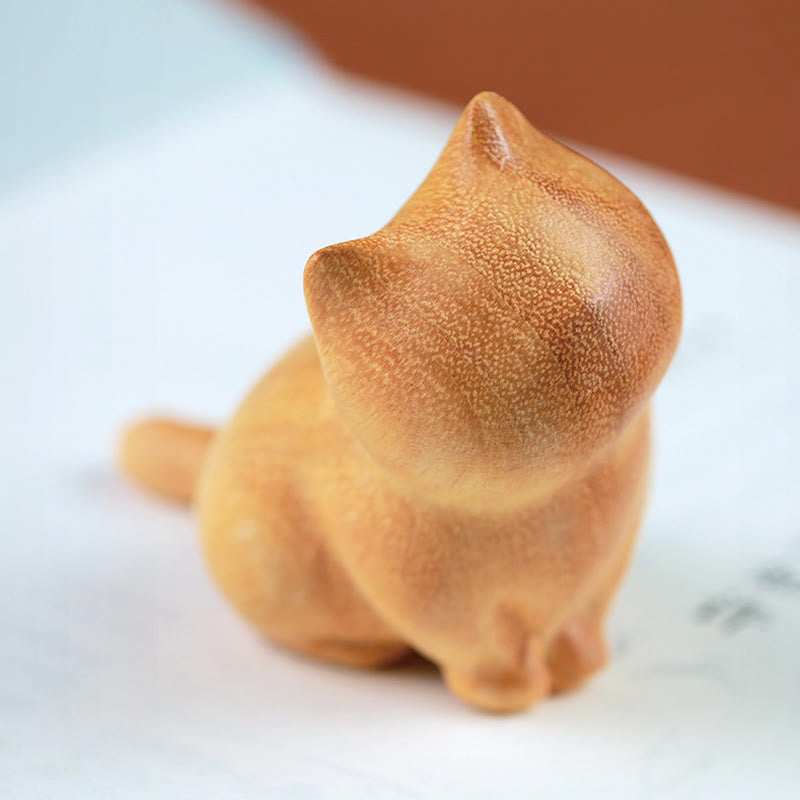 Décoration d'intérieur Foviel Petit Chat en Bois de Santal (Modèle aléatoire)