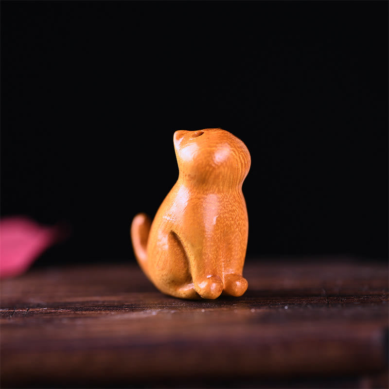 Foviel Small Leaf Red Sandalwood Ebony Wood Sandalwood Green Sandalwood Lucky Mini Cat Deer Sooth Phone Hanging Decoration