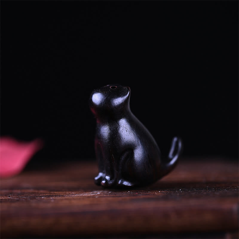 Foviel Small Leaf Red Sandalwood Ebony Wood Sandalwood Green Sandalwood Lucky Mini Cat Deer Sooth Phone Hanging Decoration