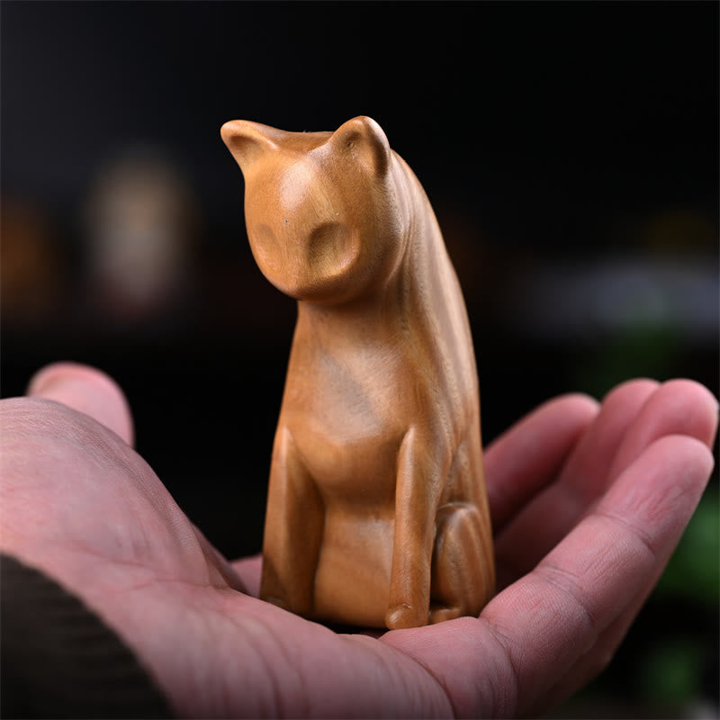 Foviel Small Cat Mouse Green Sandalwood African Red Rosewood Peace Home Decoration