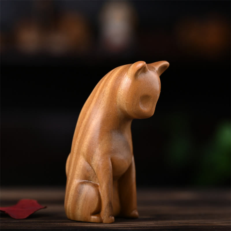Foviel Small Cat Mouse Green Sandalwood African Red Rosewood Peace Home Decoration