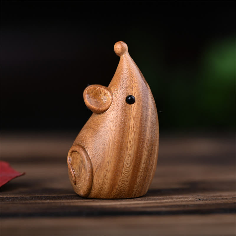 Foviel Small Cat Mouse Green Sandalwood African Red Rosewood Peace Home Decoration