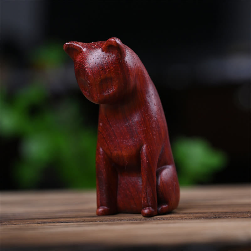 Foviel Small Cat Mouse Green Sandalwood African Red Rosewood Peace Home Decoration