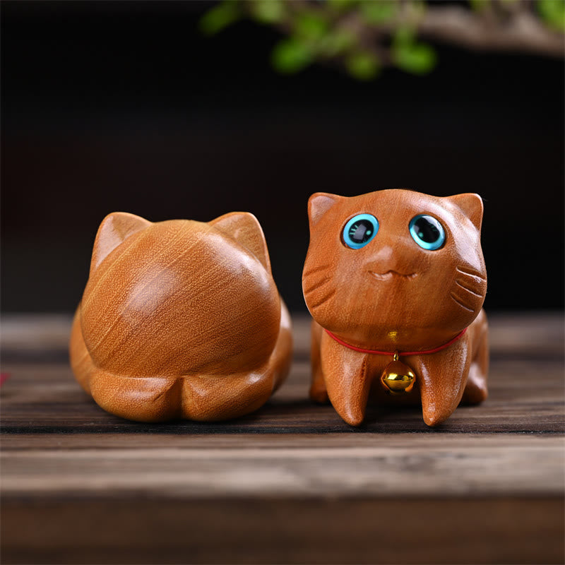 Foviel Small Cute Confident Sleeping Cat Sandalwood Healing Home Decoration