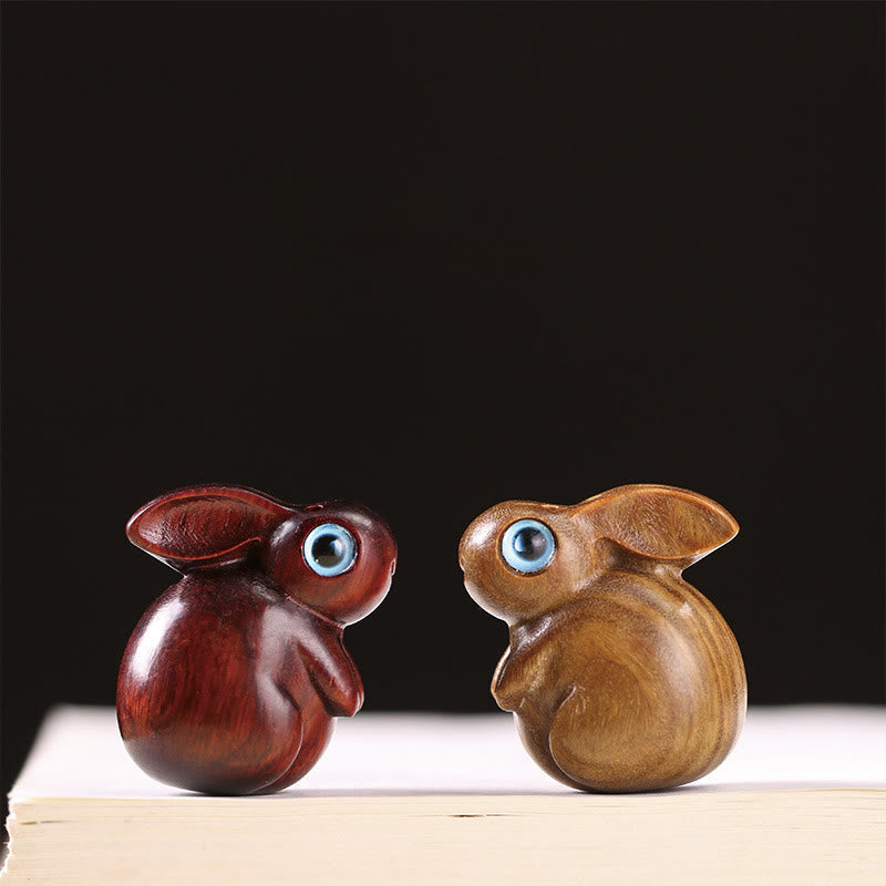 Foviel Small Leaf Red Sandalwood Green Sandalwood Lucky Mini Rabbit Relaxation Decoration