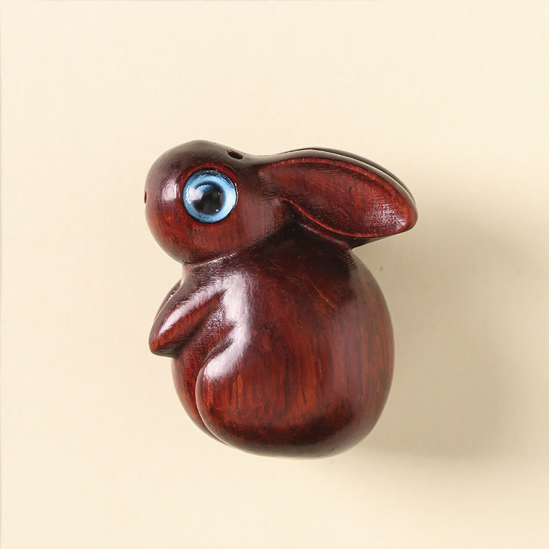 Foviel Small Leaf Red Sandalwood Green Sandalwood Lucky Mini Rabbit Relaxation Decoration