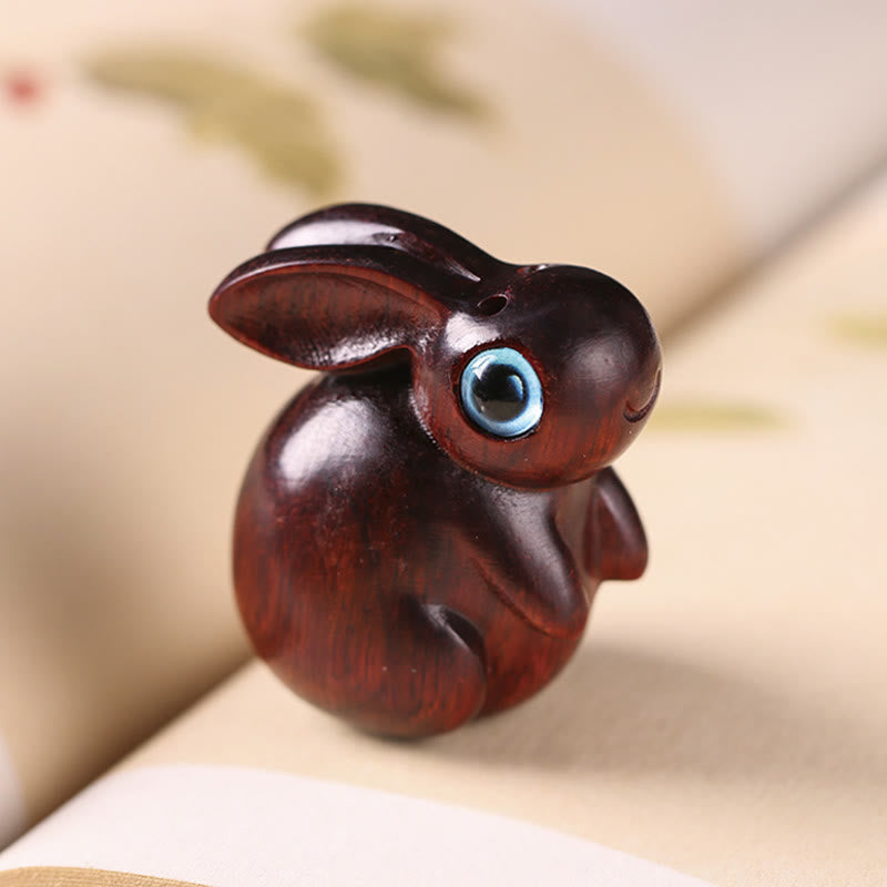 Foviel Small Leaf Red Sandalwood Green Sandalwood Lucky Mini Rabbit Relaxation Decoration