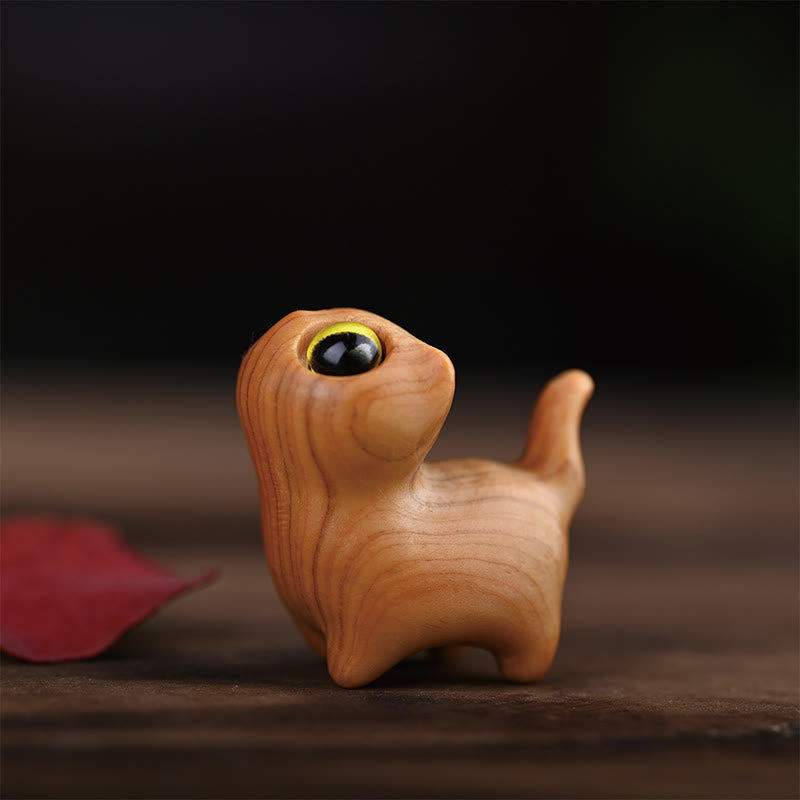 Foviel Green Sandalwood Ebony Wood Sandalwood Small Leaf Red Sandalwood Mini Lucky Cat Peace Decoration