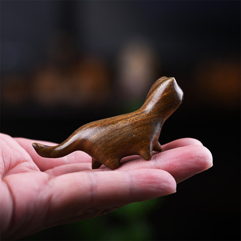 Foviel Green Sandalwood Small Leaf Red Sandalwood Ebony Wood Rainbow Wood Lucky Mini Walking Cat Positive Decoration