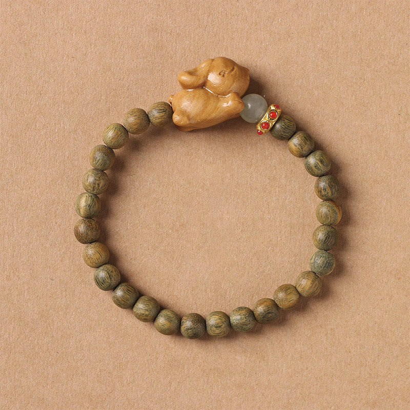 Foviel Grün Sandelholz Gold Sandelholz Niedlich Kaninchen positives Armband
