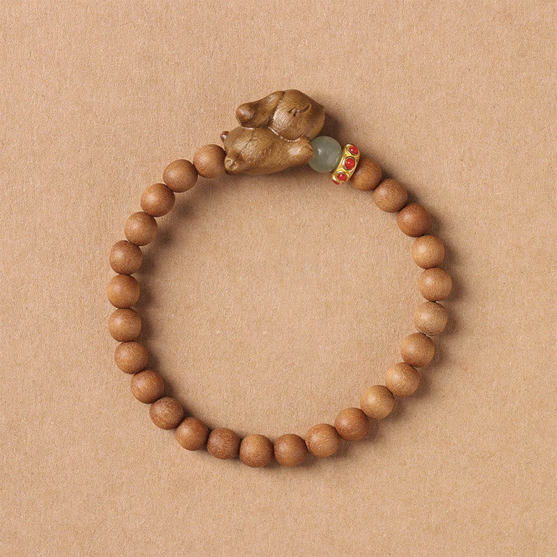 Foviel Grün Sandelholz Gold Sandelholz Niedlich Kaninchen positives Armband