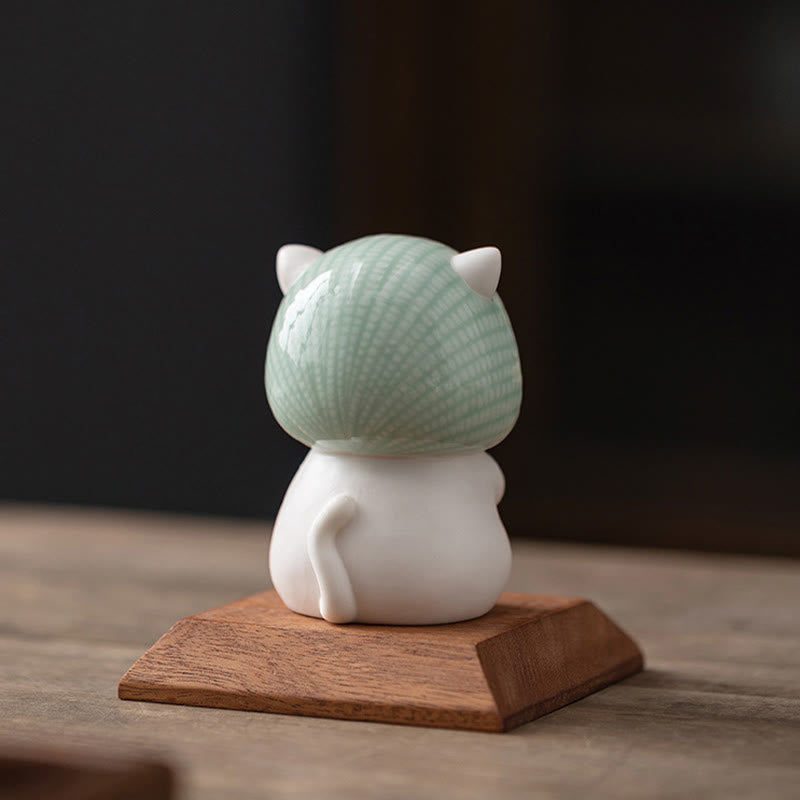 Figurine décorative en céramique Foviel Lucky Cute Cat avec écharpe