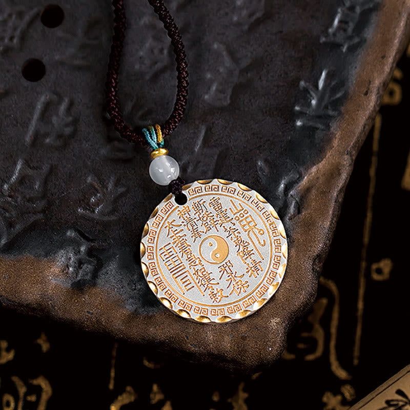 Foviel Mountain Ghosts Spend Money Yin Yang Bagua Design Copper Harmony Necklace Pendant