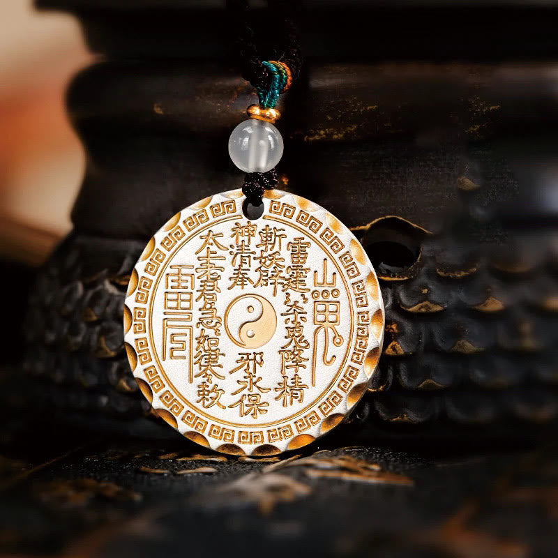 Foviel Mountain Ghosts Spend Money Yin Yang Bagua Design Copper Harmony Necklace Pendant