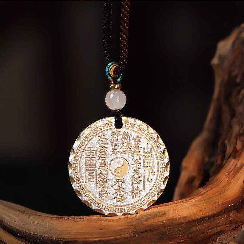 Foviel Mountain Ghosts Spend Money Yin Yang Bagua Design Copper Harmony Necklace Pendant