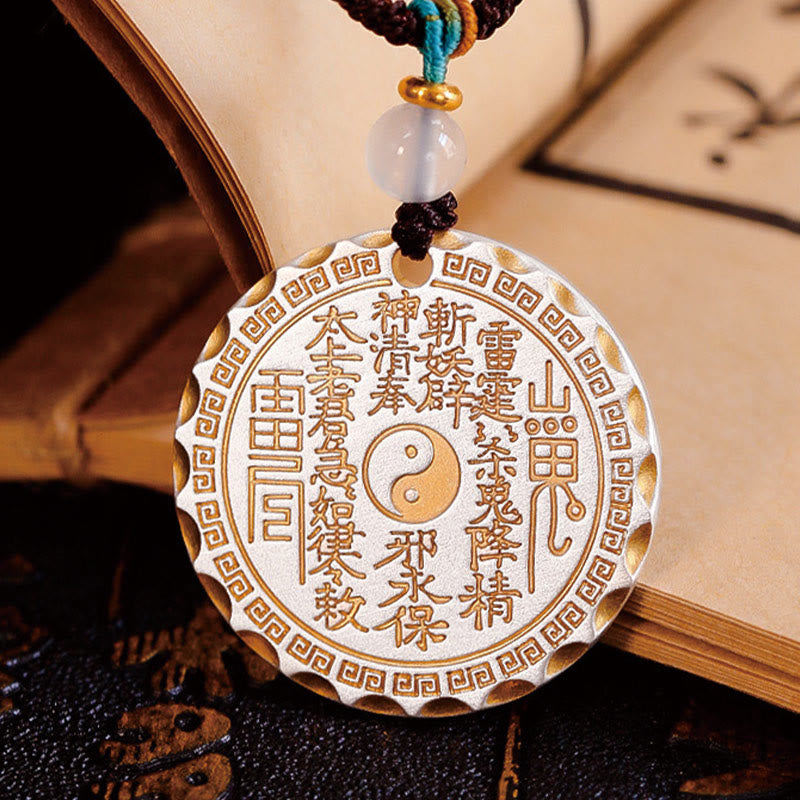 Foviel Mountain Ghosts Spend Money Yin Yang Bagua Design Copper Harmony Necklace Pendant