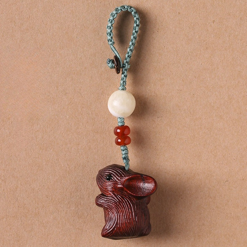 Foviel Sandelholz kleine Blatt rot Sandelholz Glück Mini Kaninchen Schutz Schlüsselanhänger Handyanhänger