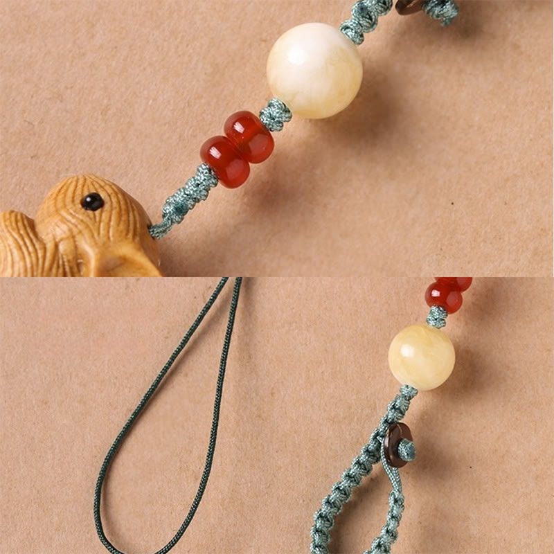 Foviel Sandelholz kleine Blatt rot Sandelholz Glück Mini Kaninchen Schutz Schlüsselanhänger Handyanhänger