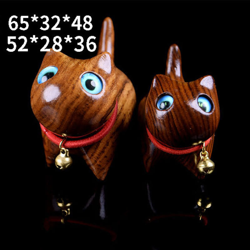 Foviel Rosewood Carving Cat Warmth Home Decoration