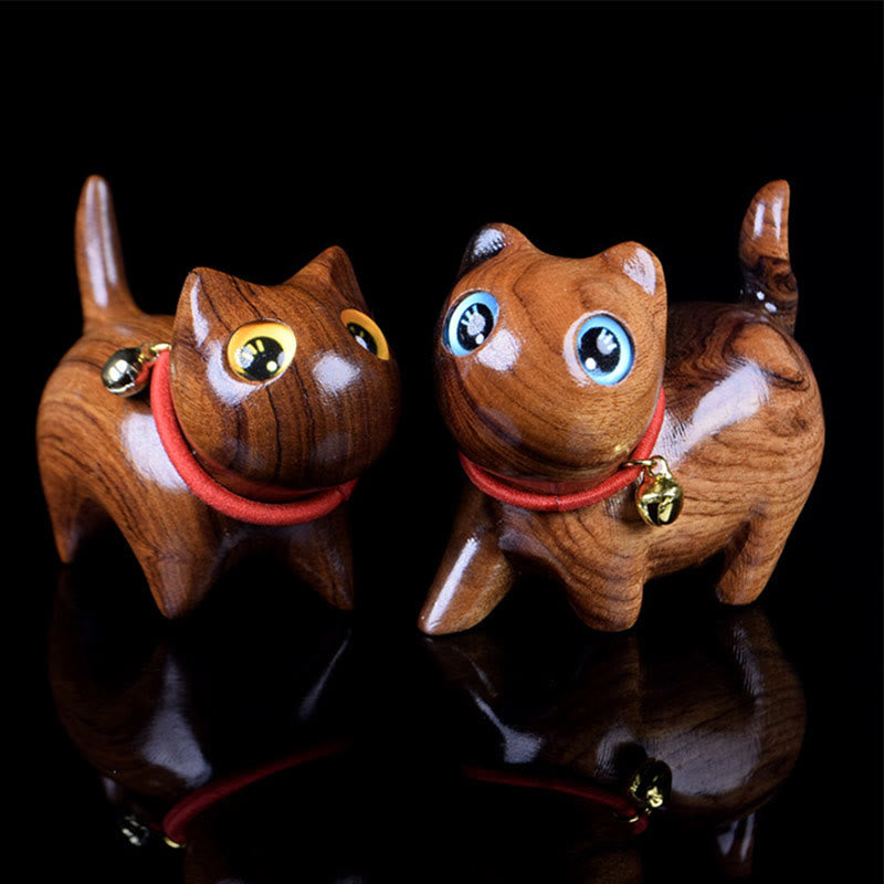 Foviel Rosewood Carving Cat Warmth Home Decoration